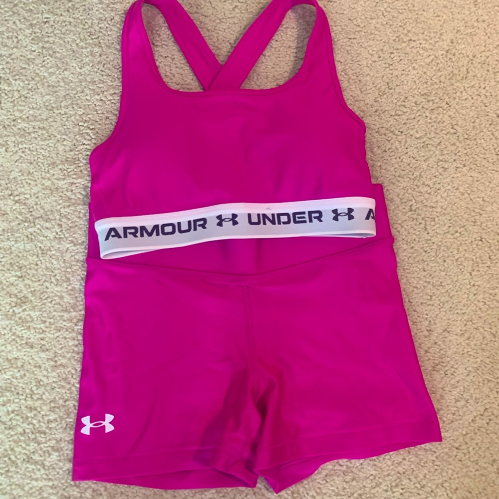 Fuchsia Under Armour Set, Shorts &Sports Bra